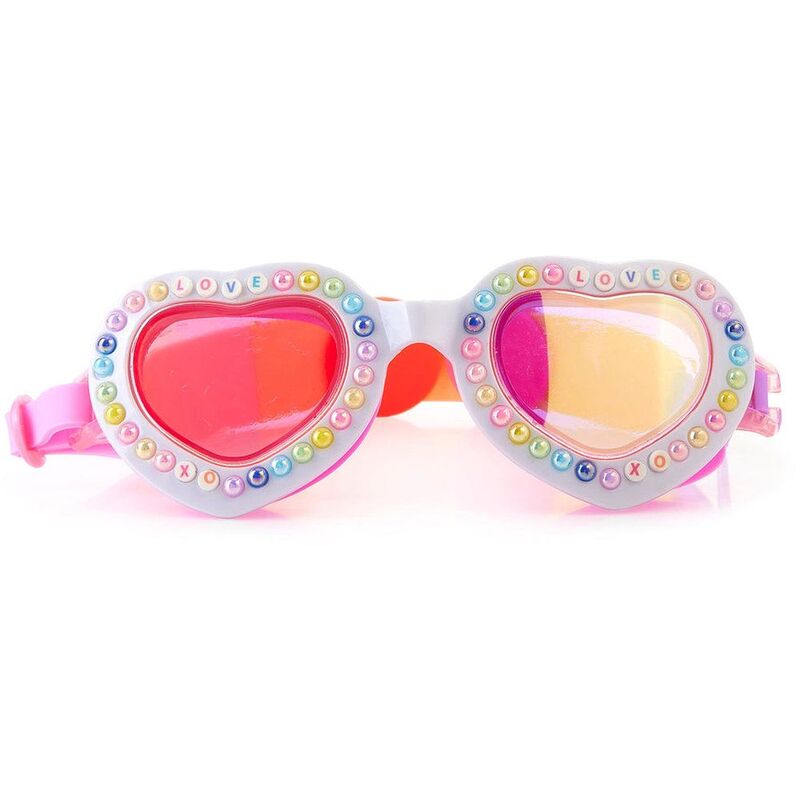 Bling2O Charmed Pearl Crush Kids' Swim Goggles White Heart Frame With Pearls