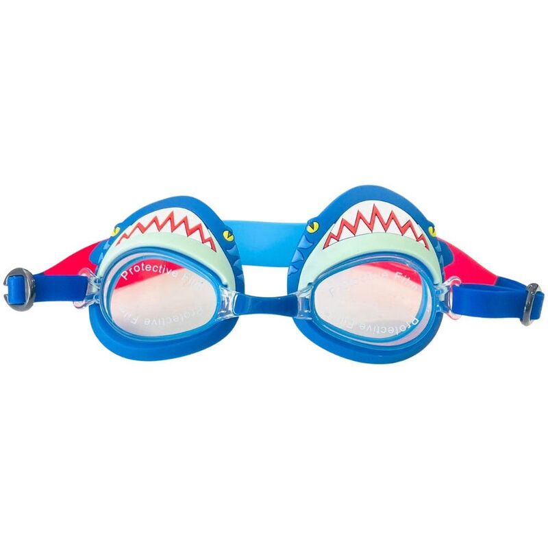 Aqua2Ude Mini Meg Attach Kids Swim Goggles Blue Shark Teeth Design