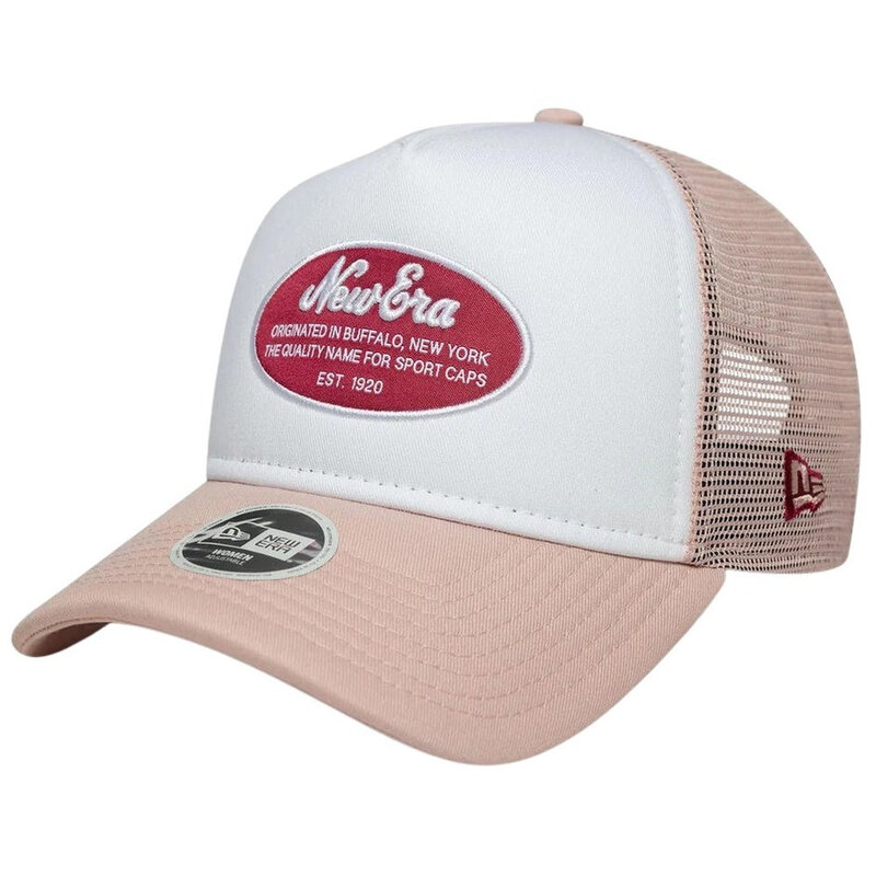 New Era Womens Oval Patch Trucker Osfm Pink/White Cap New Era Womens Oval Patch Trucker Osfm Pink/White Cap