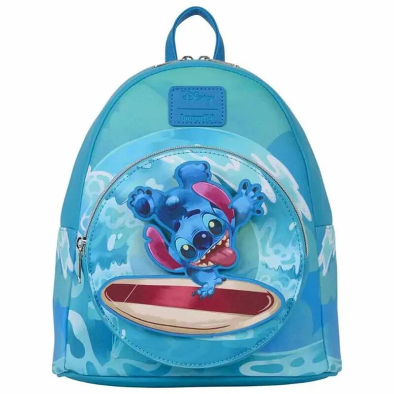 Loungefly Leather Disney Stitch Upside Down Surfing Mini Backpack Loungefly Leather Disney Stitch Upside Down Surfing Mini Backpack
