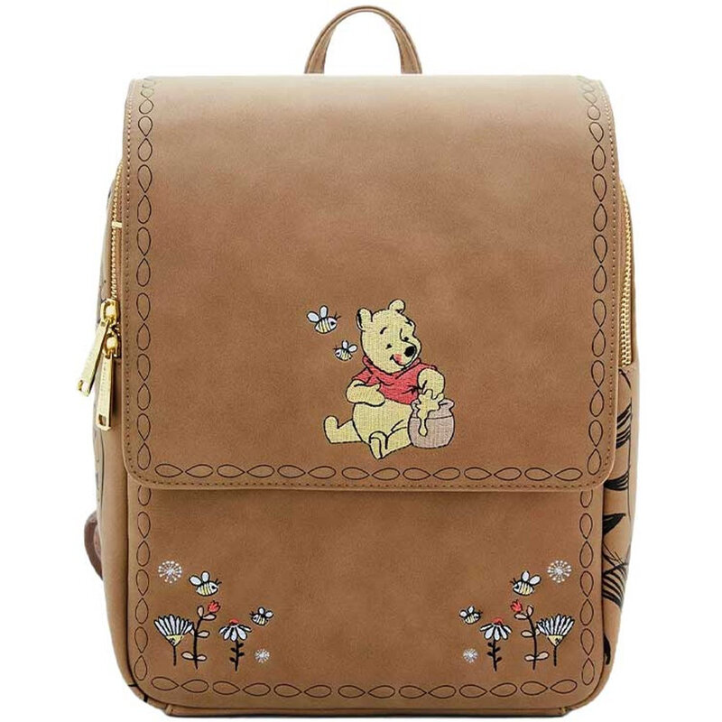 Loungefly Leather Disney Pooh Minimal Embroidered Mini Backpack