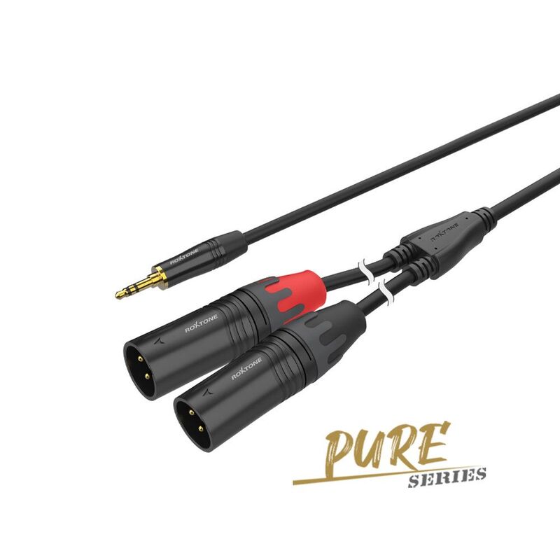 Roxtone PACC170L3 Pure Series Permade Audio Cable - MJ3BG To 2-XM3BG - 3 Meter - Black Roxtone PACC170L3 Pure Series Permade Audio Cable - MJ3BG To 2-XM3BG - 3 Meter - Black