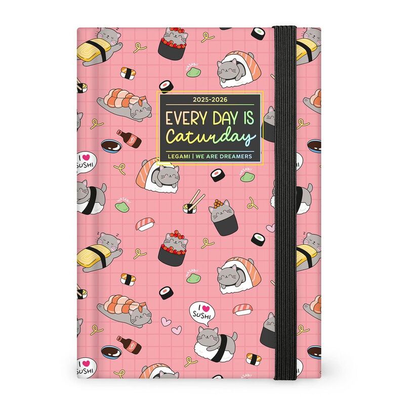 Legami 16 - Month Diary - 2025/2026 - Medium Photo Daily Diary - Sushi Cat