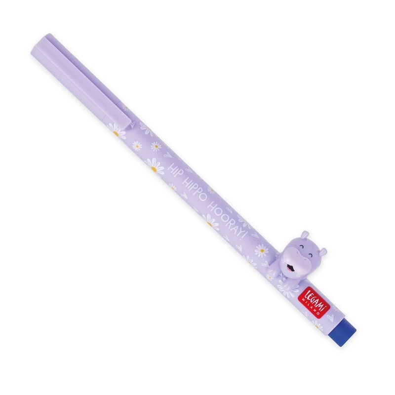 Legami Gel Pen With Animal Decoration - Lovely Friends - Hippo Legami Gel Pen With Animal Decoration - Lovely Friends - Hippo