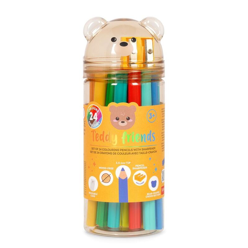 Legami 24 Colouring Pencils With Sharpener - Teddy Friends Legami 24 Colouring Pencils With Sharpener - Teddy Friends