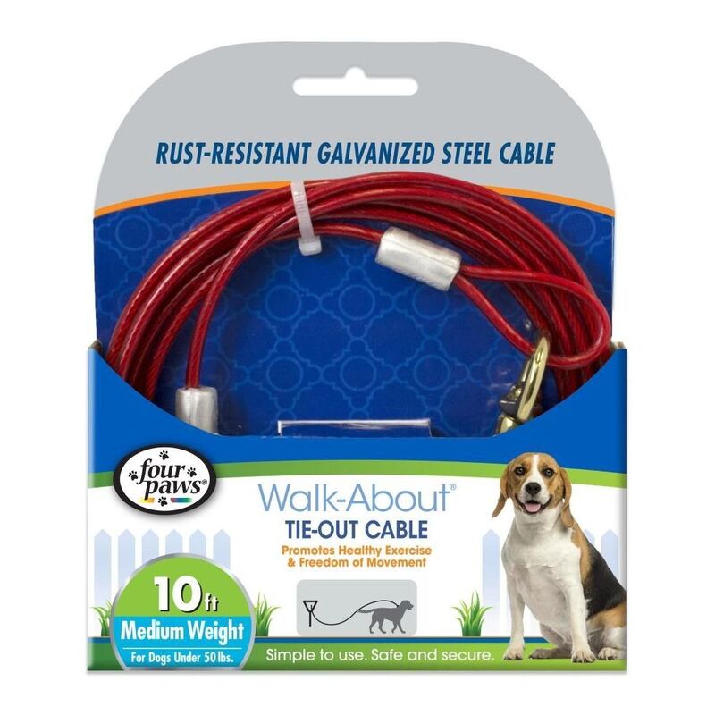 Four Paws Vinyl Coated Steel Cable Dog Tie Out Medium Weight (15 ft.) Four Paws Vinyl Coated Steel Cable Dog Tie Out Medium Weight (15 ft.)