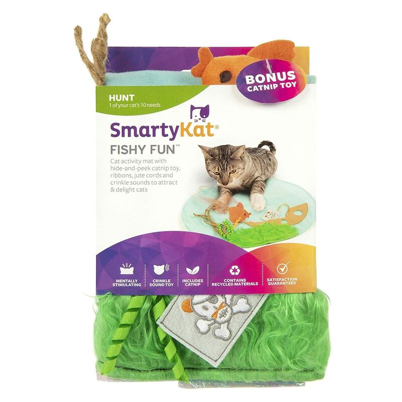 Smartykat Fishy Fun Crinkle Play Mat Catnip Cat Toy