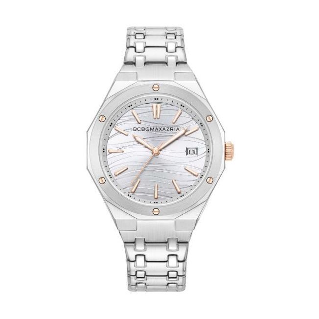 BCBG Max-Silvertone Women's Watch White Glitz & Stainless Steel Band - BAWLH0002602