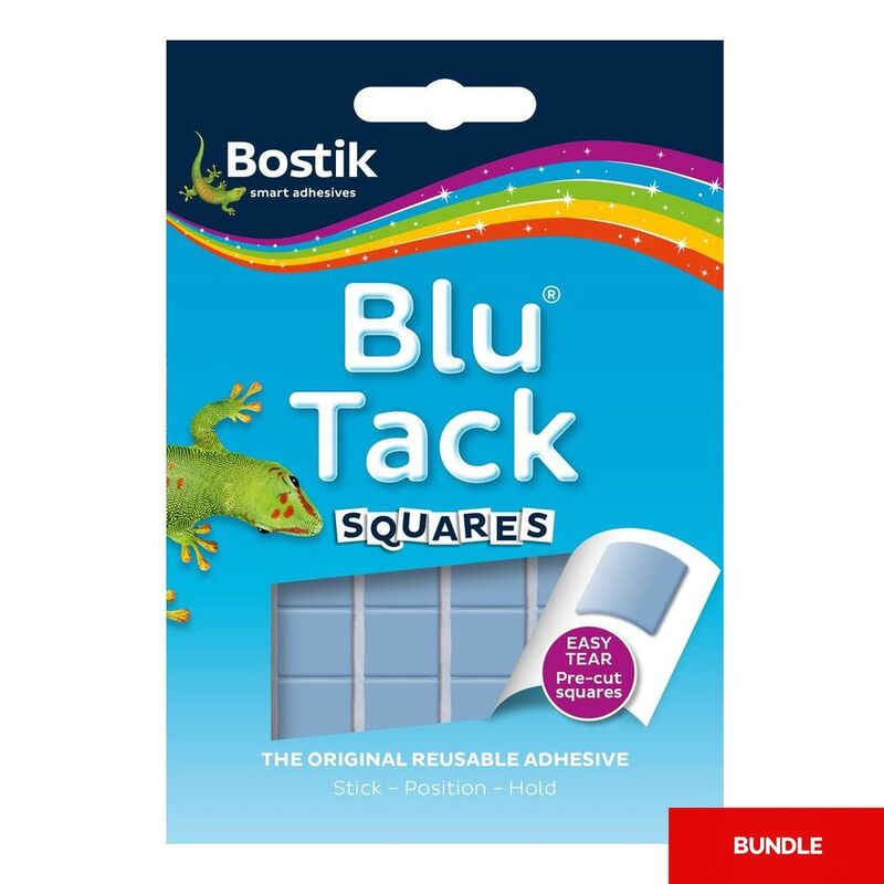 Bostik Blu Tack Handy Square - Pre-Cut Reusable Adhesive Squares (Pack of 12) (Bundle of 2)