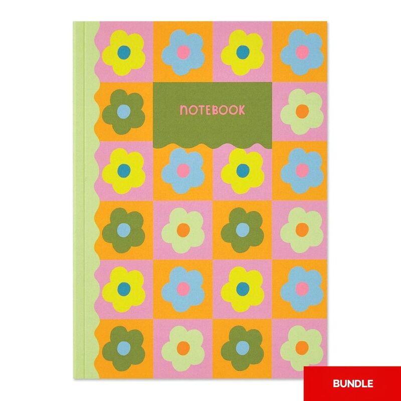 Raspberry Blossom A5 Flower Plain Notebook (Bundle of 2)