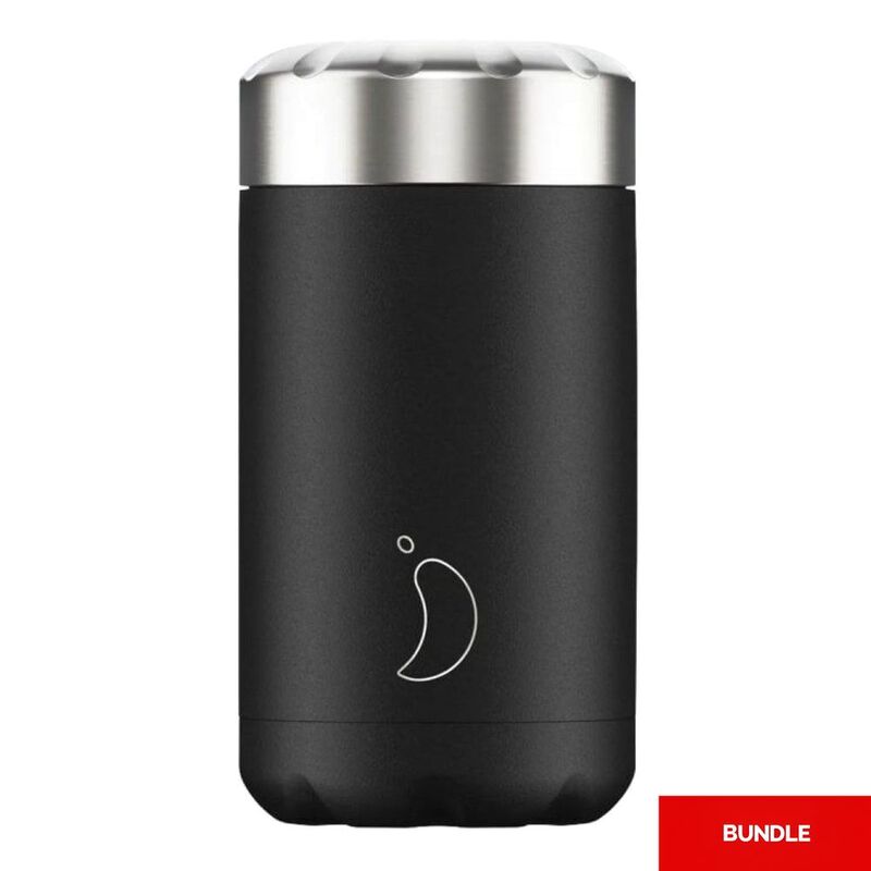 Chilly's Food Pot Monochrome Black 500ml (Bundle of 2) Chilly's Food Pot Monochrome Black 500ml (Bundle of 2)