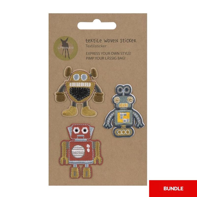 Lassig Textile Woven Sticker Stick On - Robots (Set of 3) (Bundle of 2) Lassig Textile Woven Sticker Stick On - Robots (Set of 3) (Bundle of 2)