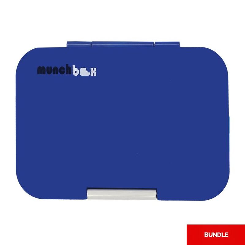 Munchbox Munchi Snack Seaside Blue Blue/White Lunchbox (Bundle of 2)