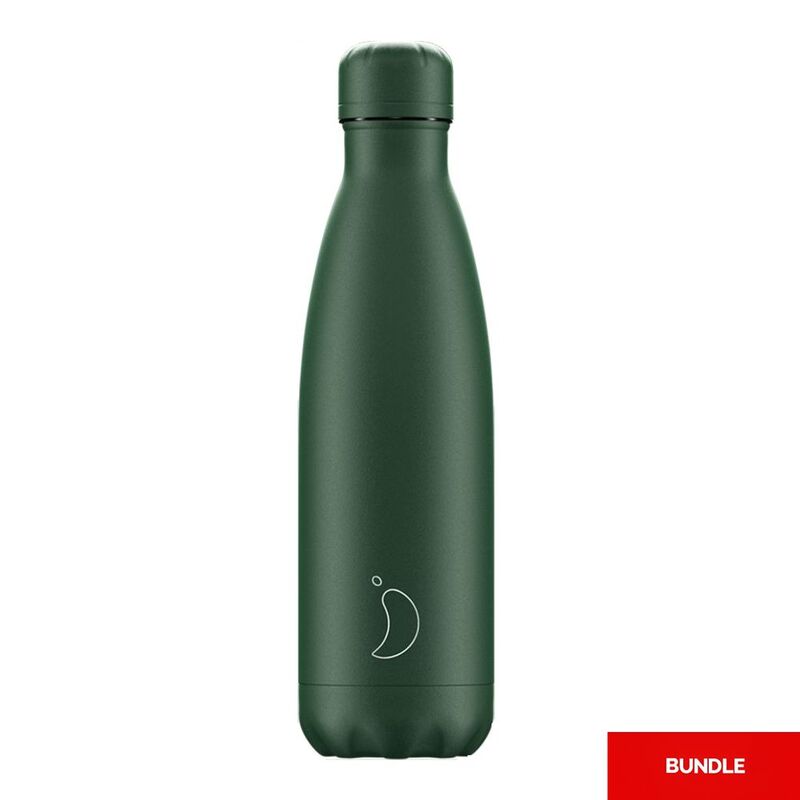 Chilly's Bottles Water Bottle 500ml Matte All Green (Bundle of 2)