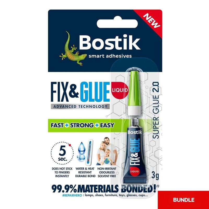 Bostik Fix & Glue - Super Glue Liquid 3g (Bundle of 2) Bostik Fix & Glue - Super Glue Liquid 3g (Bundle of 2)