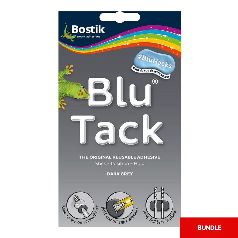 Bostik Blu Tack Reusable Adhesive Tack - Dark Grey 68g (Bundle of 2)
