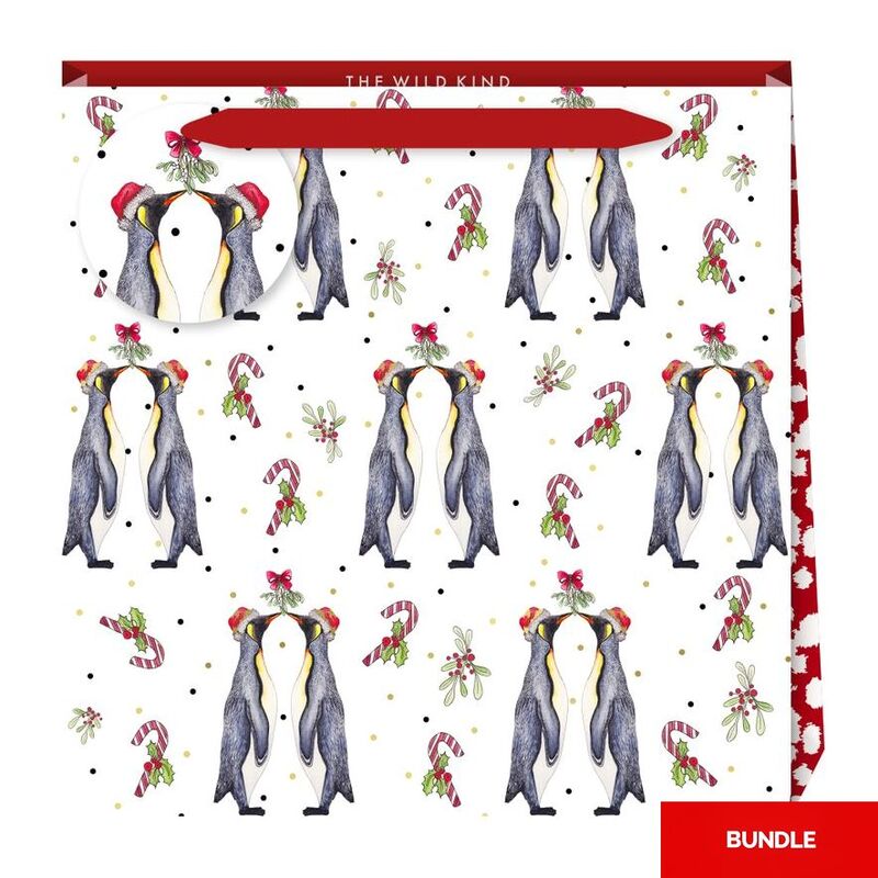 The Wild Kind London Penguin Kiss Medium Bag (22 x 22 x 8cm) (Bundle of 2)