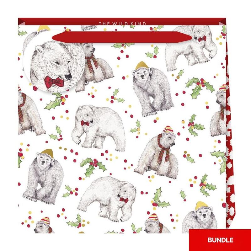 The Wild Kind London Polar Bear Medium Bag (22 x 22 x 8cm) (Bundle of 2)