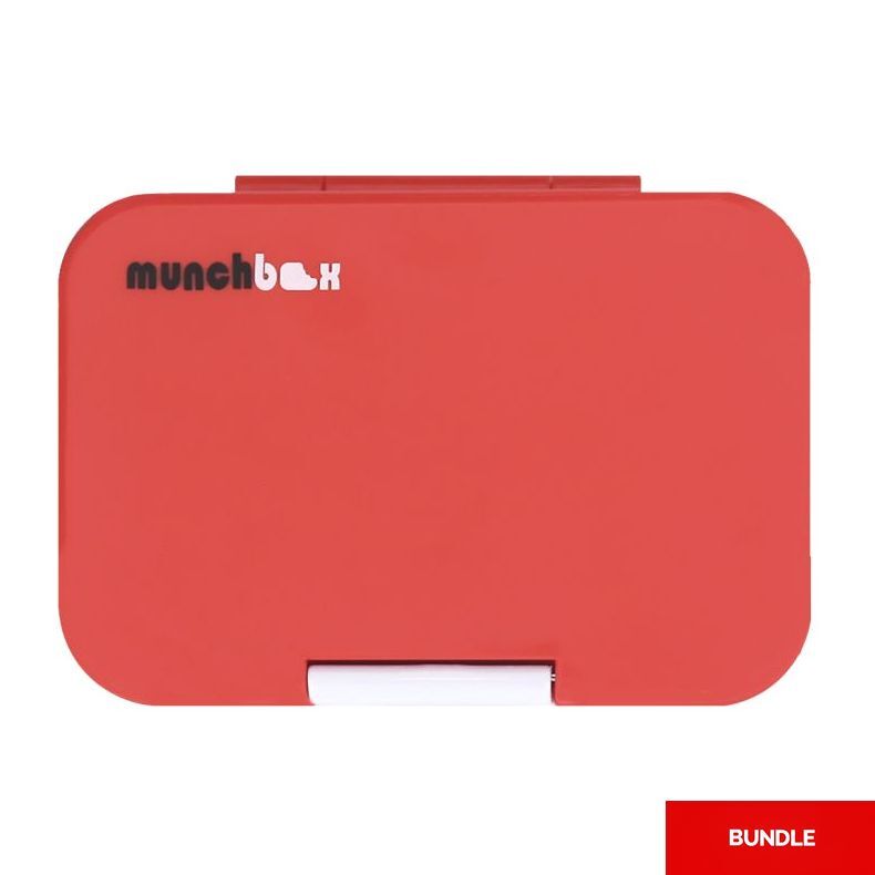Munchbox Munchi Snack Box with 2 & 3 Tray Compartments - Cherry Vanilla (Bundle of 2)