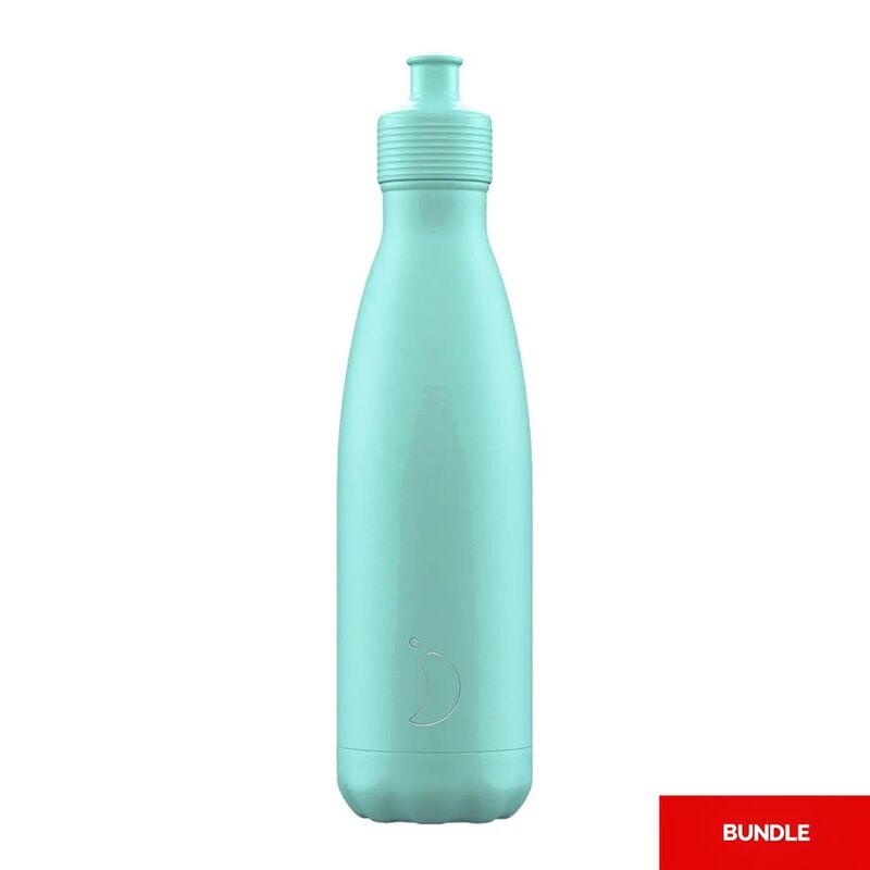 Chilly's Bottles Sports Pastel Green Stainless Steel Water Bottle 500ml (Bundle of 2)