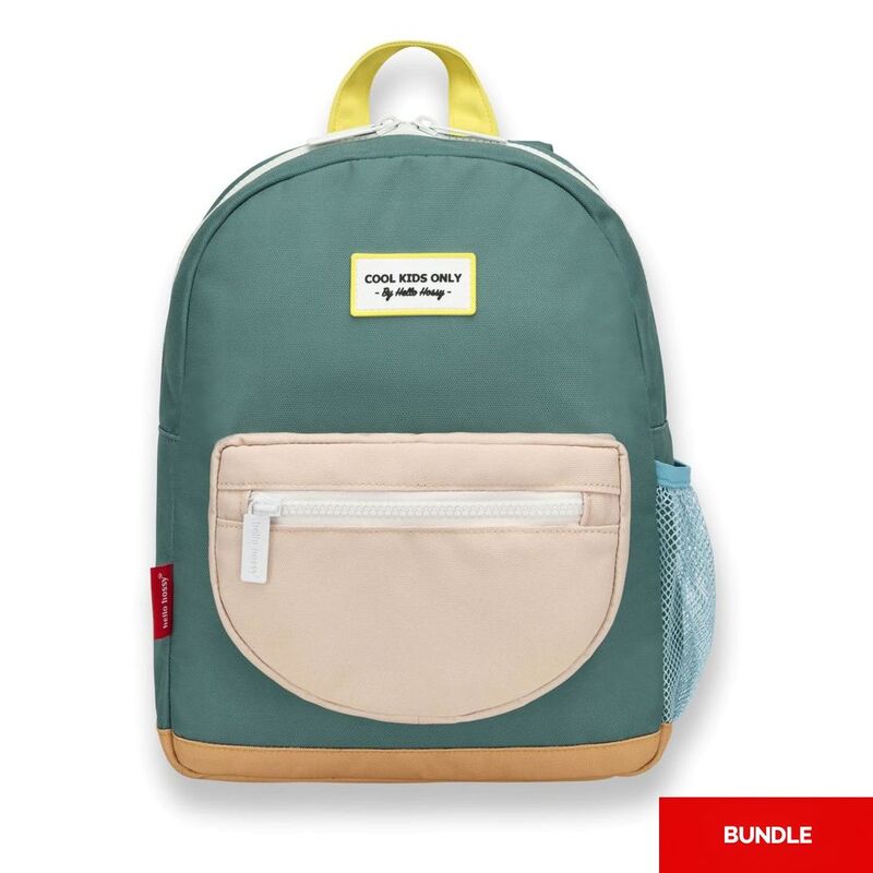 Hello Hossy Mini Kids Cap tain Kids Backpack - Green/Creme (Bundle of 2) Hello Hossy Mini Kids Cap tain Kids Backpack - Green/Creme (Bundle of 2)