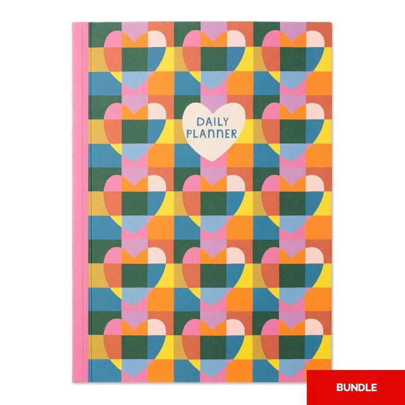 Raspberry Blossom Rainbow Hearts Daily Planner (Bundle of 2)