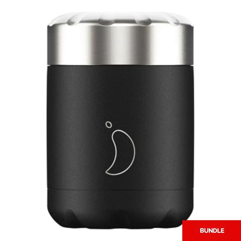 Chilly'S Food Pot Monochrome Black 300Ml (Bundle of 2) Chilly'S Food Pot Monochrome Black 300Ml (Bundle of 2)