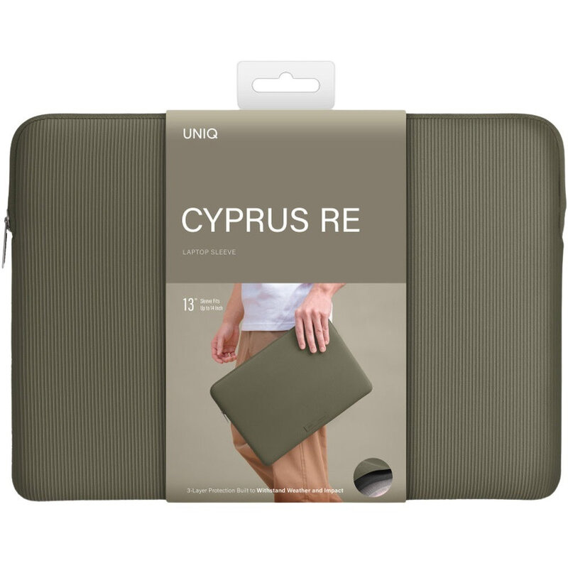 UNIQ Cyprus Ridge Edition Water-Resistant Neoprene Laptop Sleeve 13 (Up To 14) - Dark Sage Green UNIQ Cyprus Ridge Edition Water-Resistant Neoprene Laptop Sleeve 13 (Up To 14) - Dark Sage Green