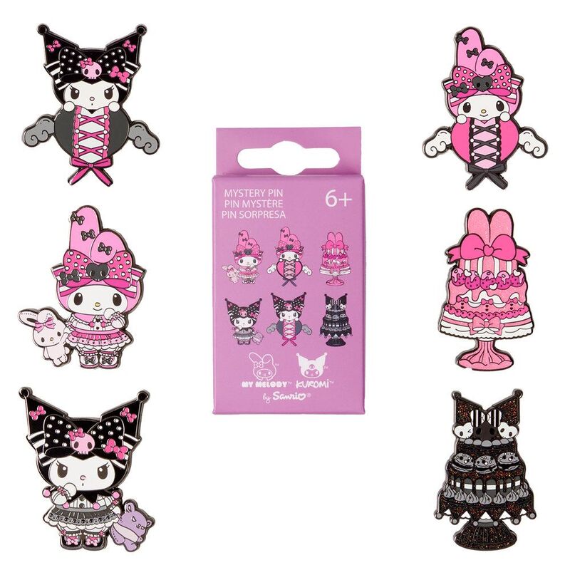 Loungefly Leather Sanrio My Melody And Kuromi Pink And Black Mystery Box Pin (Assortment - Includes 1)