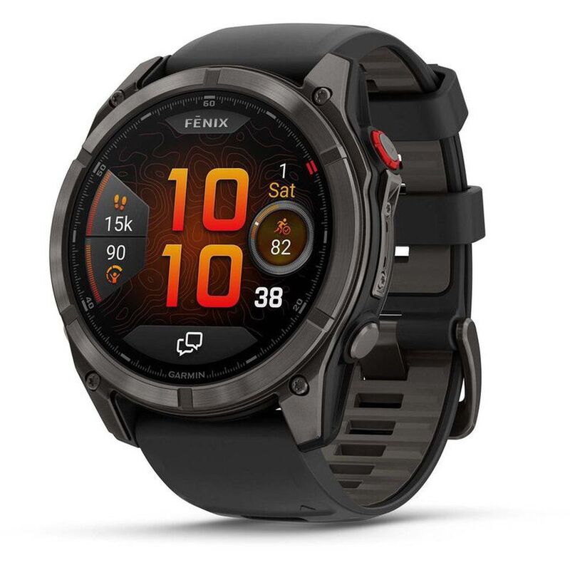 Garmin Fenix 8 Pro 51mm Amoled Sapphire Carbon Grey DLC Titanium Smartwatch With Black/Pebble Grey Silcone Band Garmin Fenix 8 Pro 51mm Amoled Sapphire Carbon Grey DLC Titanium Smartwatch With Black/Pebble Grey Silcone Band