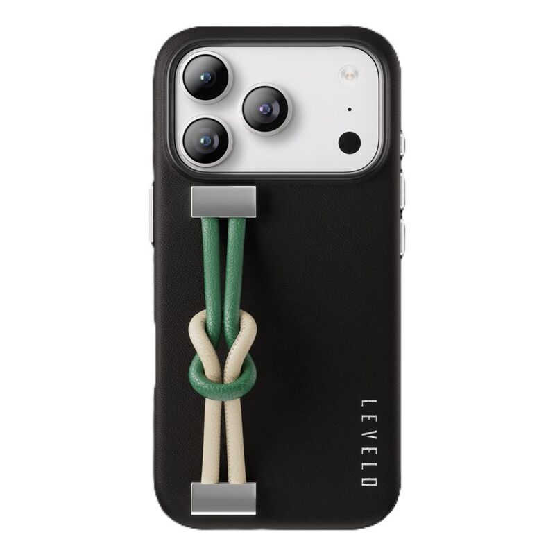 Levelo Polaris PU Leather Case For iPhone 17 Pro - Black