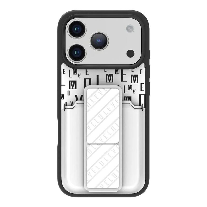Levelo Morphix Gripstand Case With Cardholder For iPhone 17 Pro Max - Silverstone Levelo Morphix Gripstand Case With Cardholder For iPhone 17 Pro Max - Silverstone