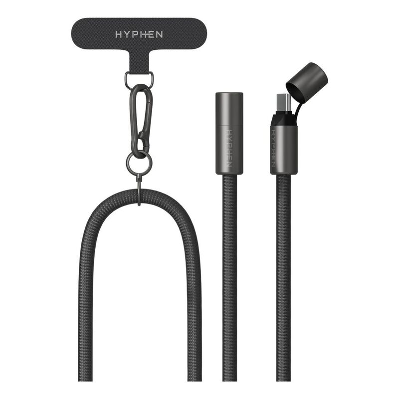 Hyphen Lanyard Type C To Type C Cable 100W - Black - 1.6m Hyphen Lanyard Type C To Type C Cable 100W - Black - 1.6m