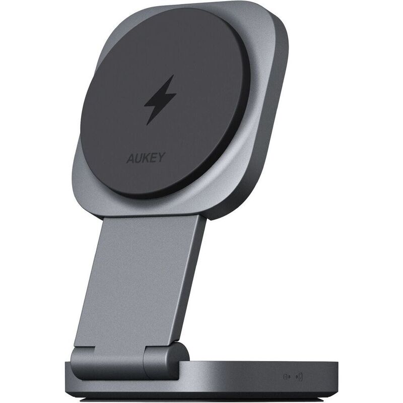 Aukey Magfusion L 15W Foldable 2-In-1 Magnetic Wireless Charger Lc-Mc211 - Grey Aukey Magfusion L 15W Foldable 2-In-1 Magnetic Wireless Charger Lc-Mc211 - Grey