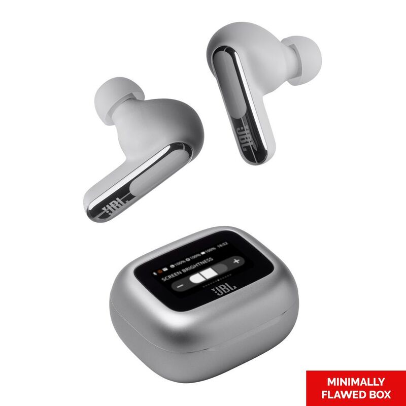 JBL Live Beam 3 True Wireless Noise Cancelling Earbuds - Silver (Minimally Flawed Box)