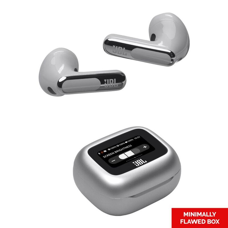 JBL Live Flex 3 True Wireless Noise Cancelling Earbuds - Silver (Minimally Flawed Box)