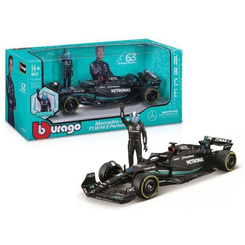 Bburago Formula 1 - Mercedes-Amg Petronas Team W14 E Performance 1.24 Scale Die-Cast Car With Figure Bburago Formula 1 - Mercedes-Amg Petronas Team W14 E Performance 1.24 Scale Die-Cast Car With Figure
