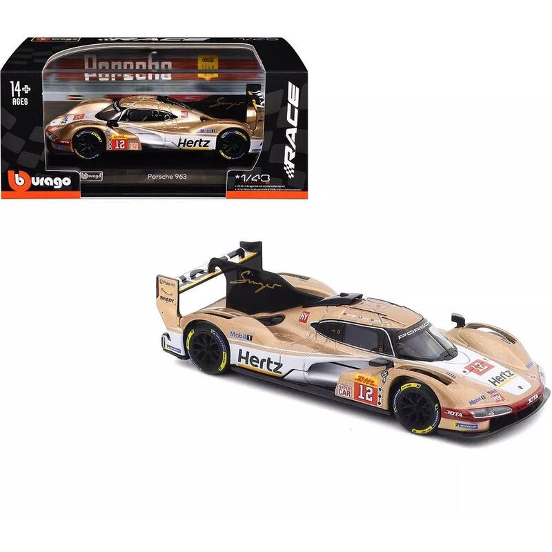 Bburago Race Porsche 963 #12 Hertz Jota 1.43 Scale Die-Cast Car Bburago Race Porsche 963 #12 Hertz Jota 1.43 Scale Die-Cast Car
