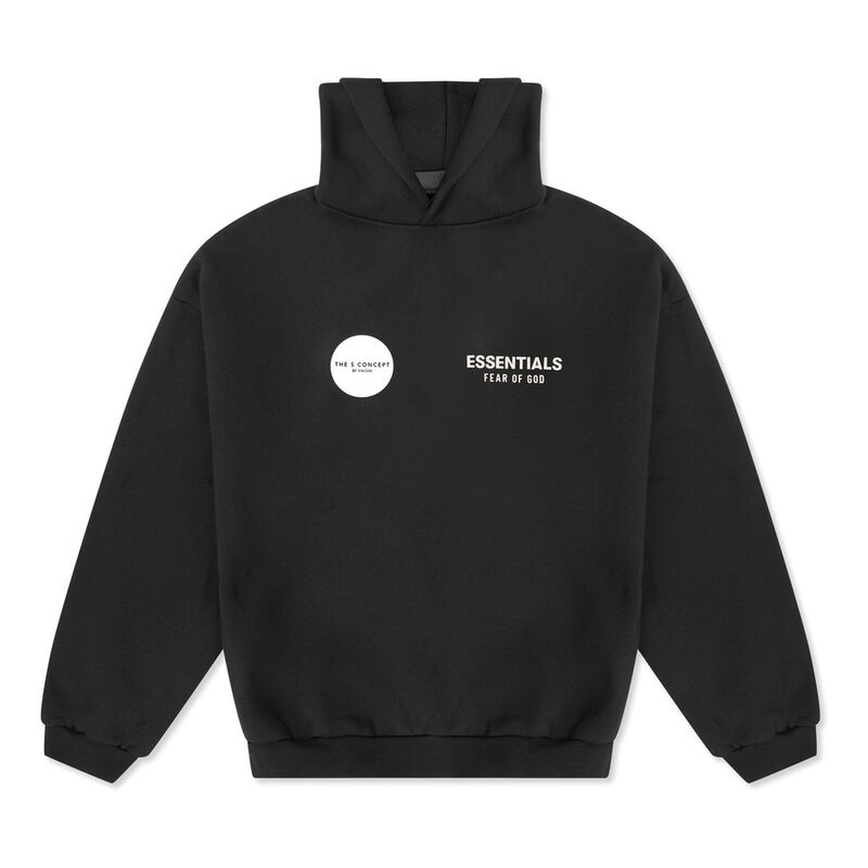 Fear of God Essentialn Ogo Hoodie In Fleece Black Fear of God Essentialn Ogo Hoodie In Fleece Black