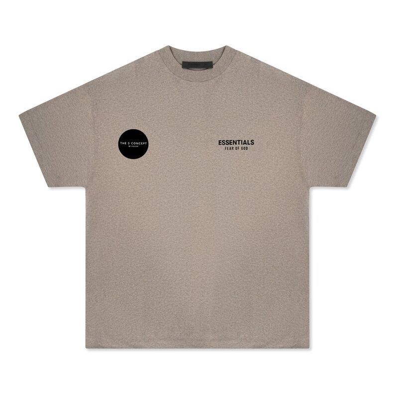 Fear of God Essential Ogo Crewneck T-Shirt In Jersey Fleece Dark Heather Grey Fear of God Essential Ogo Crewneck T-Shirt In Jersey Fleece Dark Heather Grey