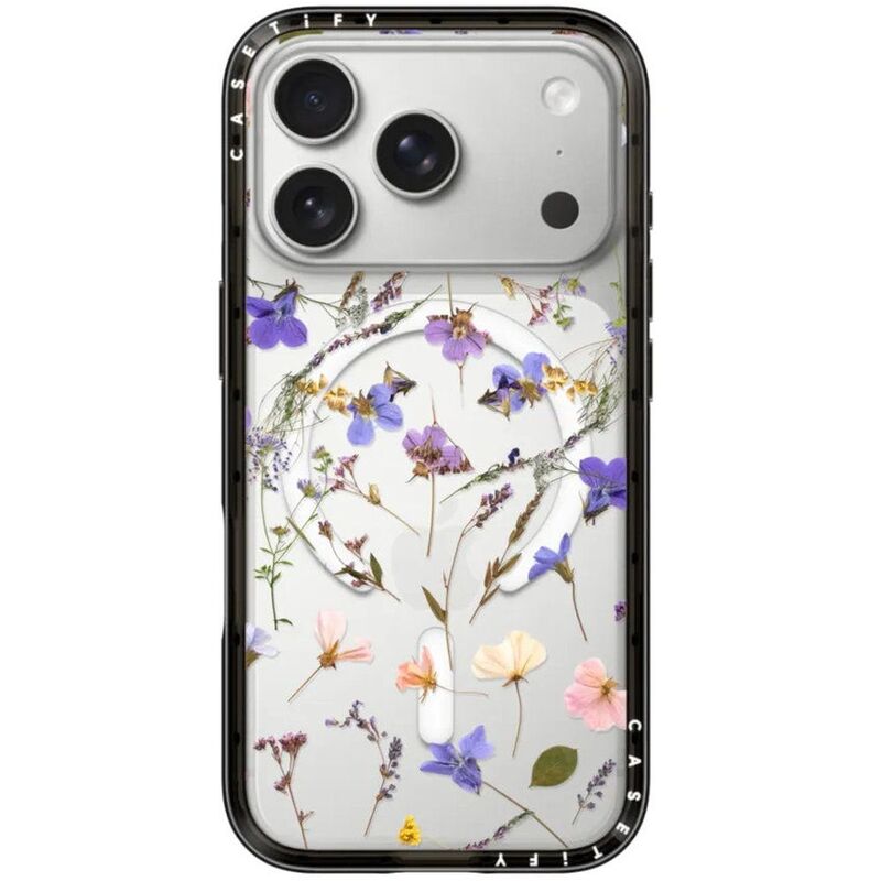 Casetify iPhone 17 Pro Mirror Case MagSafe - Pressed Floral / Silver / Black Bumper