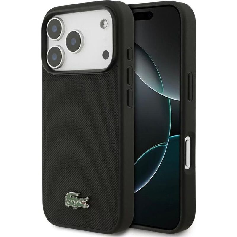 Lacoste MagSafe PU Leather Hard Case With Iconic Petit Pique Logo iPhone 17 Pro - Black
