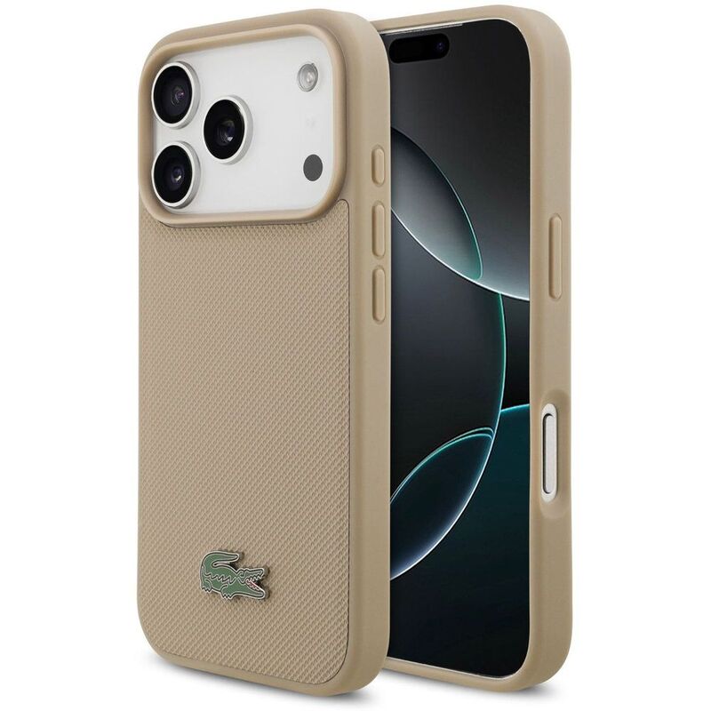 Lacoste MagSafe PU Leather Hard Case With Iconic Petit Pique Logo iPhone 17 Pro Max - Taupe