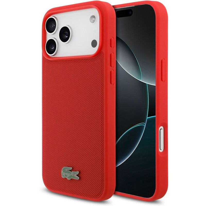 Lacoste MagSafe PU Leather Hard Case With Iconic Petit Pique Logo iPhone 17 Pro - Red