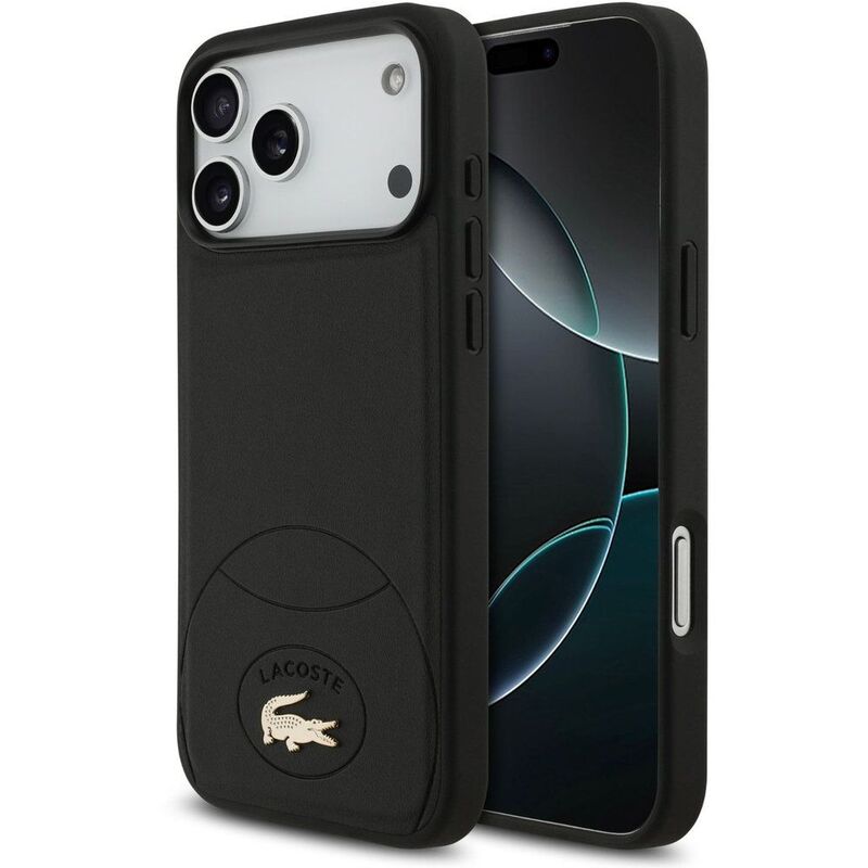 Lacoste MagSafe PU Leather Hard Case With Bliss Design iPhone 17 Pro - Black