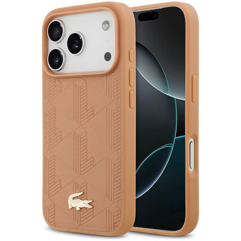 Lacoste MagSafe PU Leather Case With Monogramme Logo & Gold Logo iPhone 17 Pro Max - Pink