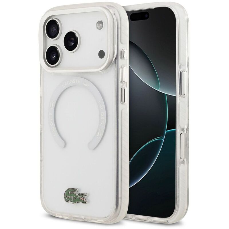 Lacoste MagSafe Transparent TPU+PC Case With Frosted Finish iPhone 17 Pro - White Lacoste MagSafe Transparent TPU+PC Case With Frosted Finish iPhone 17 Pro - White