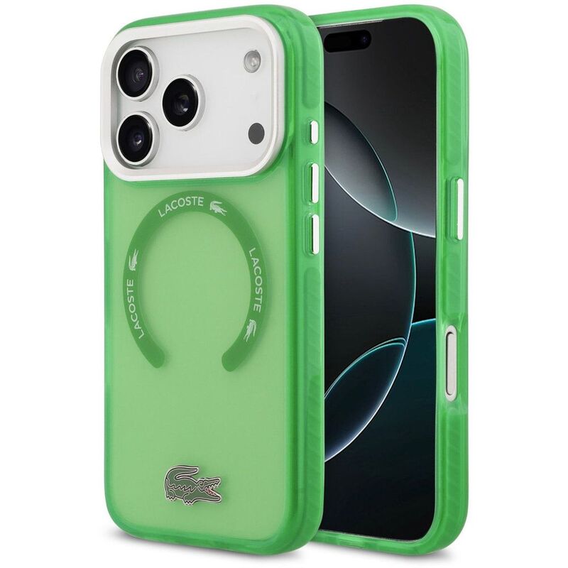 Lacoste MagSafe Transparent TPU+PC Case With Frosted Finish iPhone 17 Pro - Estragon Green