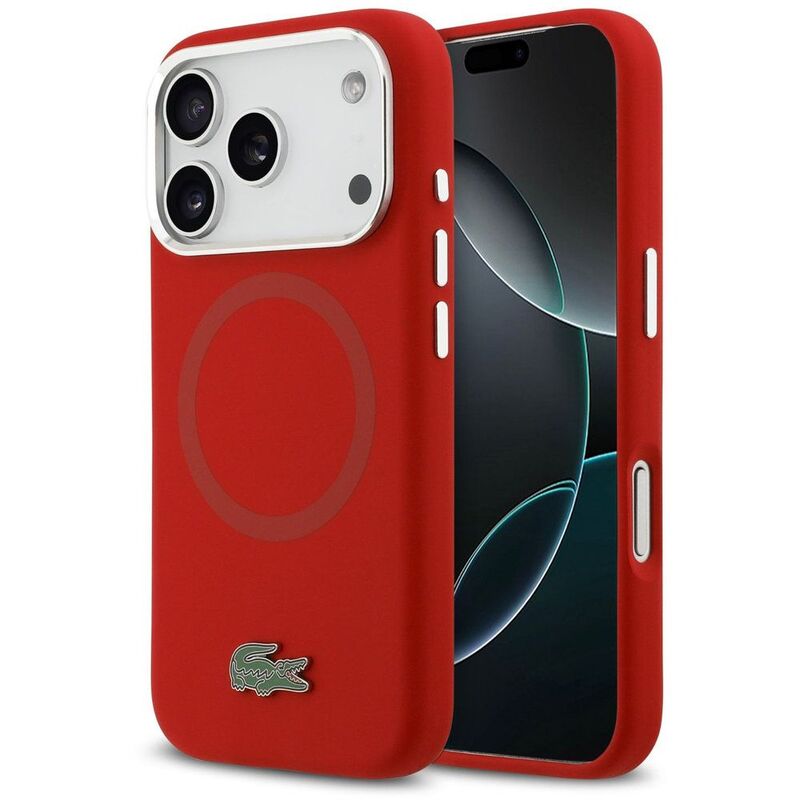 Lacoste MagSafe Silicone Case With Metal Logo iPhone 17 Pro - Red