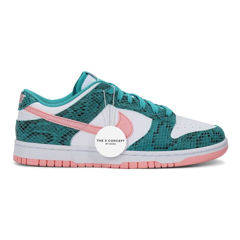 Nike Dunk Low Snakeskin Washed Teal Bleached Coral Sneakers Nike Dunk Low Snakeskin Washed Teal Bleached Coral Sneakers
